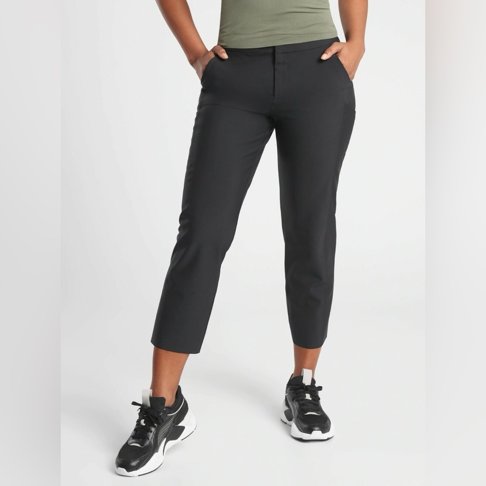 Athleta Black Cropped Slim-Fit Pants